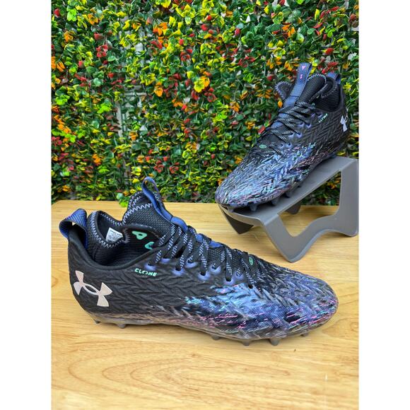 Under Armour Spotlight Clone Mc Le Sc Football Cleats Shoes Black Mens 11.5 Euc - Picture 2 of 10
